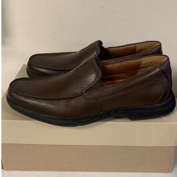 Clarks Men’s Size 9 M Uneasley Twin Loafer Shoes, Dark Brown Leather main image 9